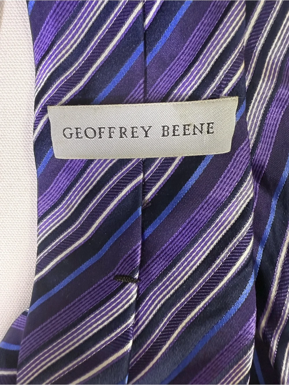 Geoffrey Beene Purple and Black Striped Silk Tie